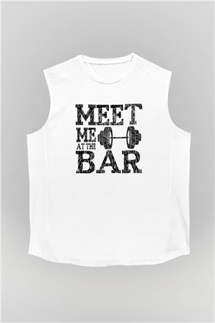 Halter Baskılı Unisex Kolsuz Beyaz Tişört
