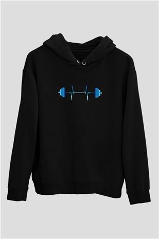 Halter Baskılı Unisex Siyah Hoodie