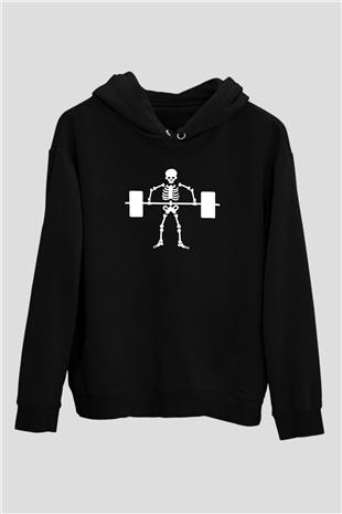 Halter Baskılı Unisex Siyah Hoodie