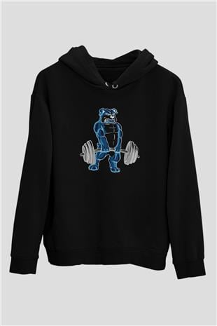 Halter Baskılı Unisex Siyah Hoodie