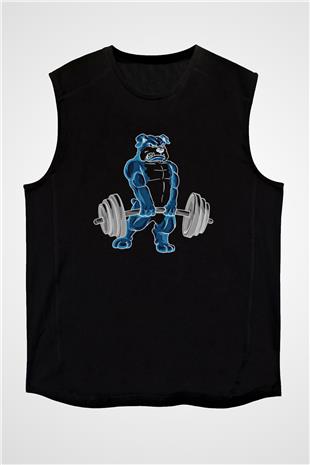 Halter Baskılı Unisex Siyah Kolsuz Tişört