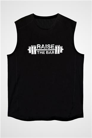 Halter Baskılı Unisex Siyah Kolsuz Tişört