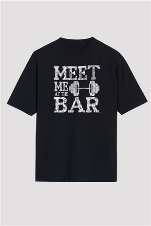 Halter Baskılı Unisex Siyah Oversize Tişört