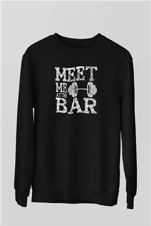 Halter Baskılı Unisex Siyah Sweatshirt