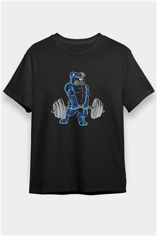 Halter Baskılı Unisex Siyah Tişört - Tshirt