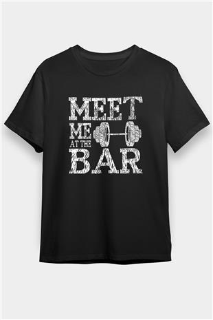 Halter Baskılı Unisex Siyah Tişört - Tshirt