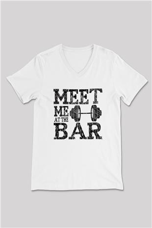 Halter Baskılı Unisex V Yaka Tişört - Tshirt