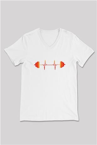 Halter Baskılı Unisex V Yaka Tişört - Tshirt