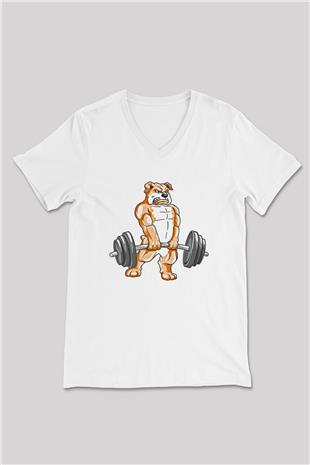 Halter Baskılı Unisex V Yaka Tişört - Tshirt