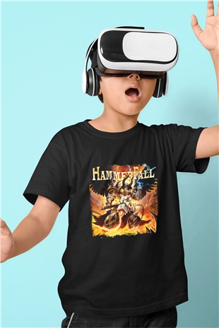 HammerFall Baskılı Unisex Siyah Çocuk Tişört