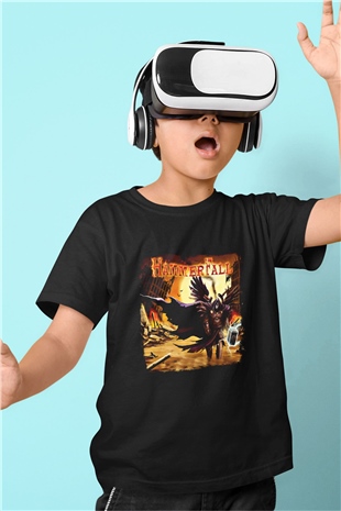 HammerFall Baskılı Unisex Siyah Çocuk Tişört
