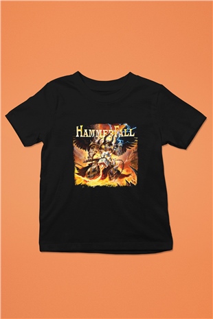 HammerFall Baskılı Unisex Siyah Çocuk Tişört