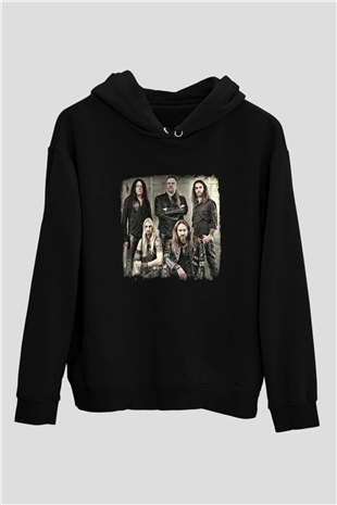 HammerFall Baskılı Unisex Siyah Hoodie