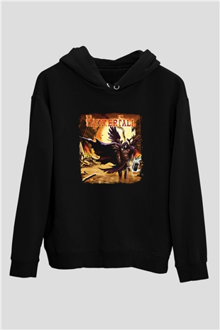 HammerFall Baskılı Unisex Siyah Hoodie