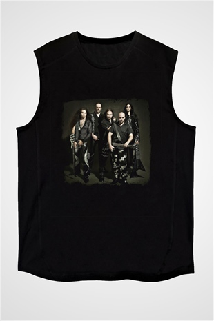 HammerFall Baskılı Unisex Siyah Kolsuz Tişört