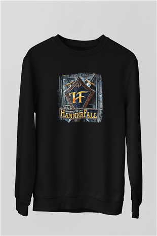 HammerFall Baskılı Unisex Siyah Sweatshirt