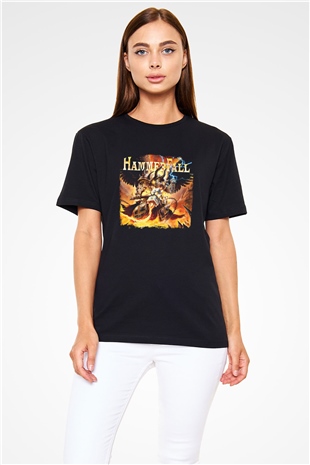 HammerFall Baskılı Unisex Siyah Tişört