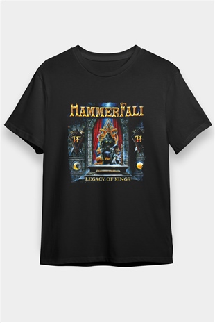 HammerFall Baskılı Unisex Siyah Tişört