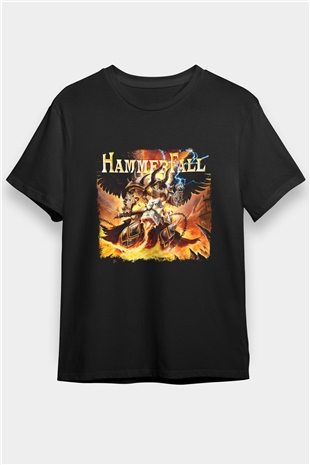 HammerFall Baskılı Unisex Siyah Tişört
