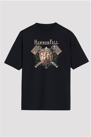 HammerFall Siyah Unisex Oversize Tişört T-Shirt