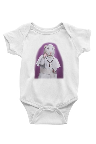Hamster Baskılı Beyaz Unisex Bebek Body - Zıbın
