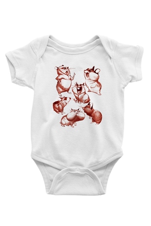 Hamster Baskılı Beyaz Unisex Bebek Body - Zıbın