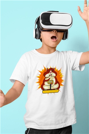 Hamster Baskılı Beyaz Unisex Çocuk Tişört