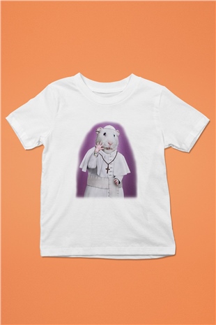 Hamster Baskılı Beyaz Unisex Çocuk Tişört