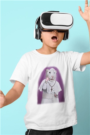 Hamster Baskılı Beyaz Unisex Çocuk Tişört