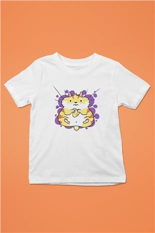 Hamster Baskılı Beyaz Unisex Çocuk Tişört