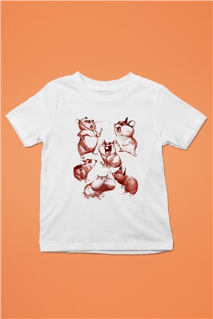 Hamster Baskılı Beyaz Unisex Çocuk Tişört