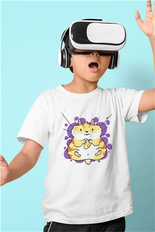 Hamster Baskılı Beyaz Unisex Çocuk Tişört