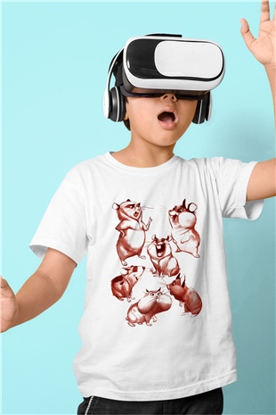 Hamster Baskılı Beyaz Unisex Çocuk Tişört