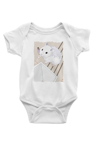 Hamster Beyaz Bebek Body - Zıbın