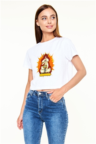 Hamster Beyaz Croptop Tişört