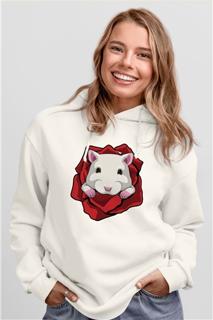 Hamster Beyaz Unisex Hoodie