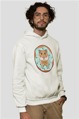 Hamster Beyaz Unisex Hoodie
