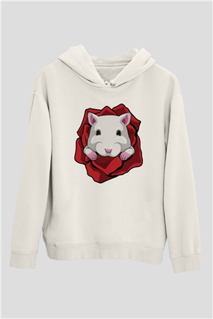 Hamster Beyaz Unisex Hoodie