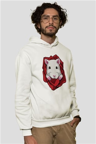 Hamster Beyaz Unisex Hoodie