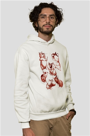 Hamster Beyaz Unisex Kapşonlu Sweatshirt