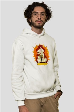Hamster Beyaz Unisex Kapşonlu Sweatshirt