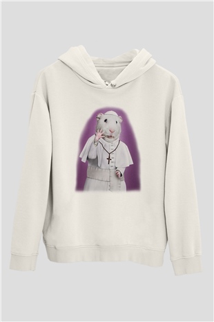 Hamster Beyaz Unisex Kapşonlu Sweatshirt