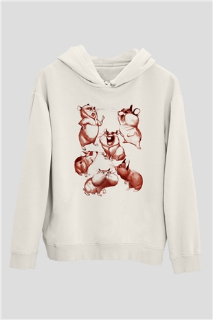 Hamster Beyaz Unisex Kapşonlu Sweatshirt