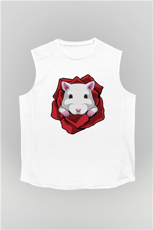 Hamster Beyaz Unisex Kolsuz Tişört
