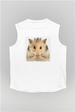Hamster Beyaz Unisex Kolsuz Tişört