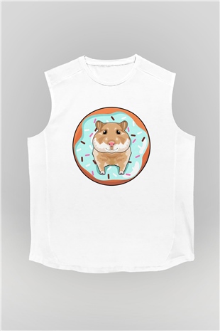 Hamster Beyaz Unisex Kolsuz Tişört