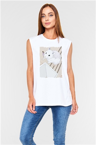 Hamster Beyaz Unisex Kolsuz Tişört