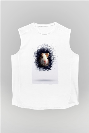 Hamster Beyaz Unisex Kolsuz Tişört