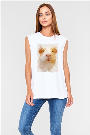 Hamster Beyaz Unisex Kolsuz Tişört