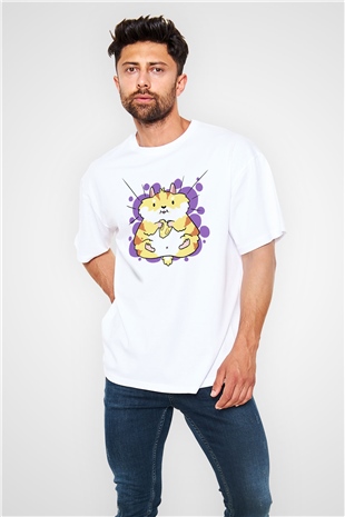 Hamster Beyaz Unisex Oversize Tişört T-Shirt